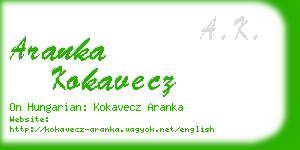 aranka kokavecz business card